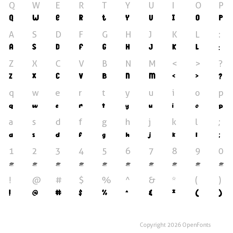 Character Map of Dussa - Personal Use Regular