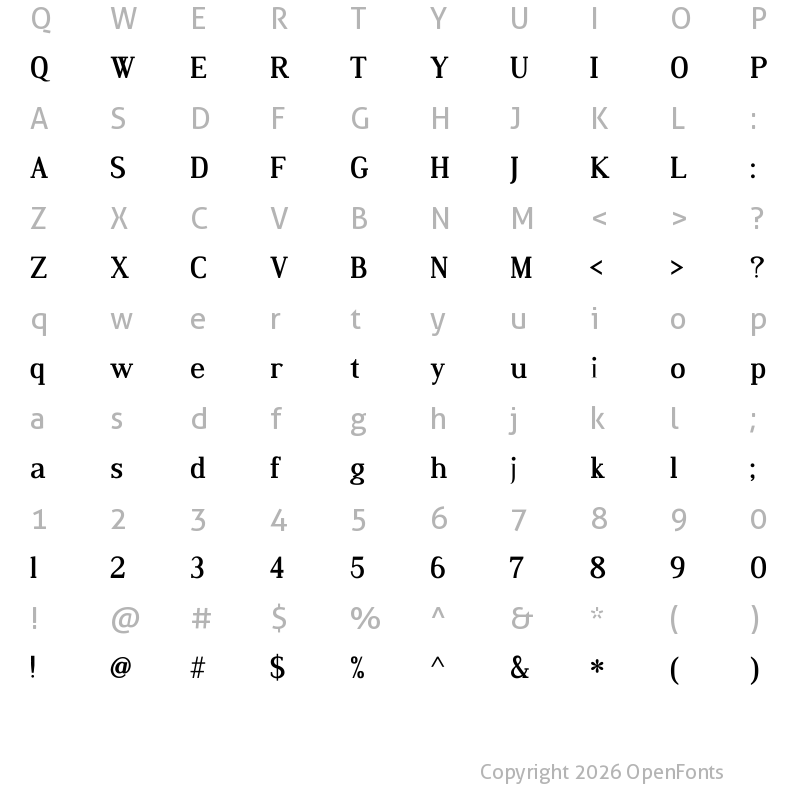 Character Map of Dustismo Roman Bold