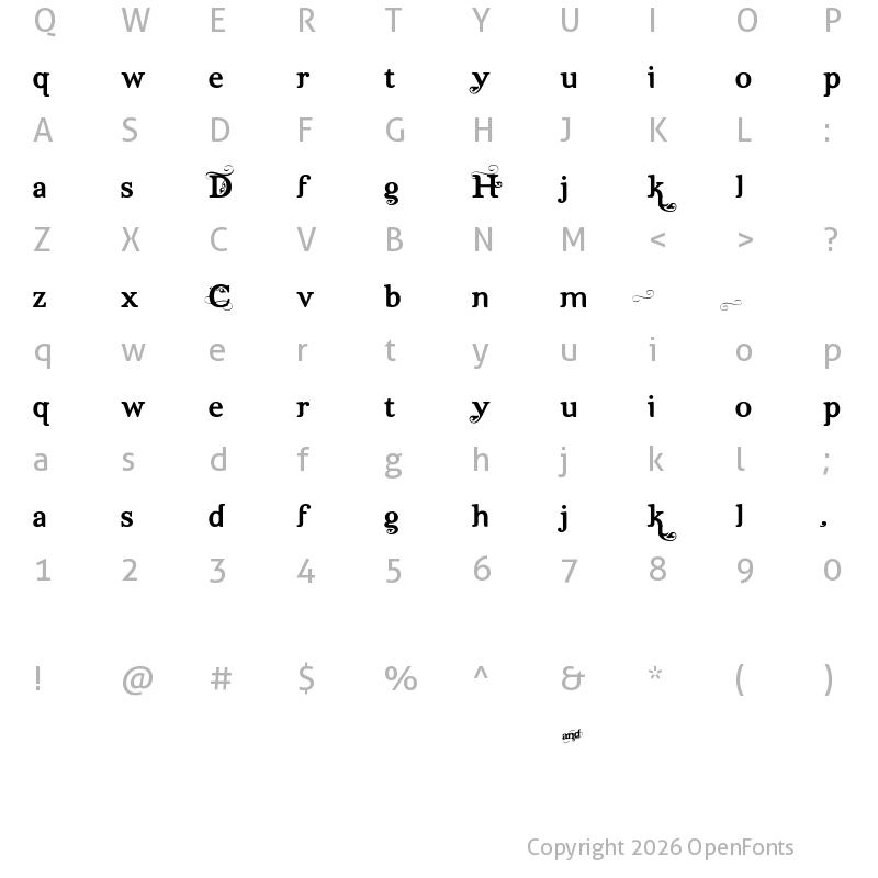 Character Map of Dutch & Harley Regular