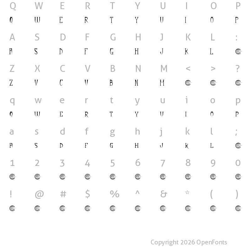 Character Map of Dynastic Demo Regular