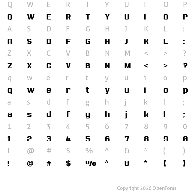 Character Map of Dyno NC Regular