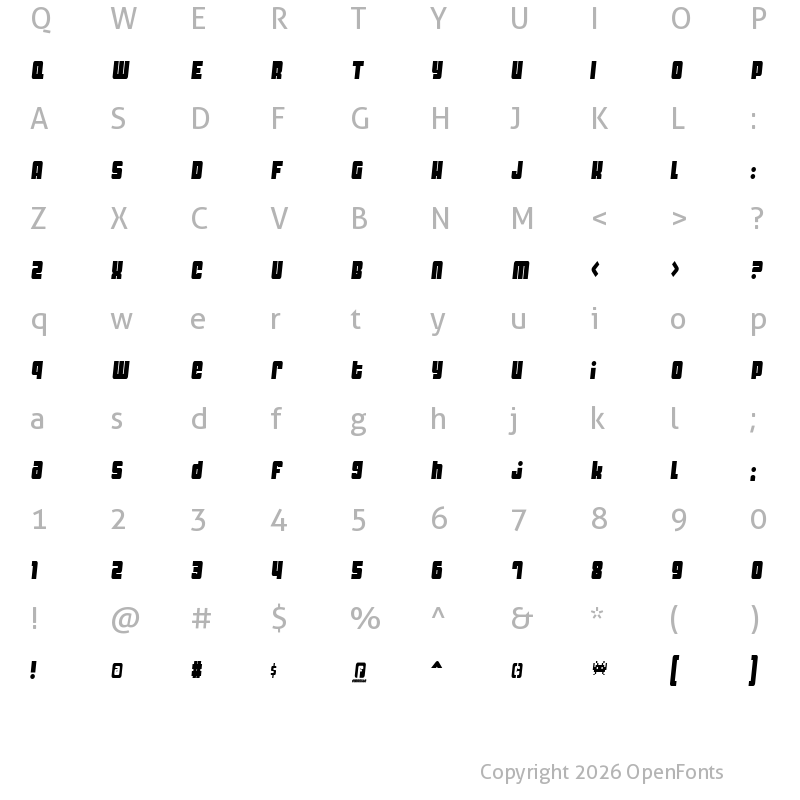 Character Map of Dynomite Spark Thin Regular