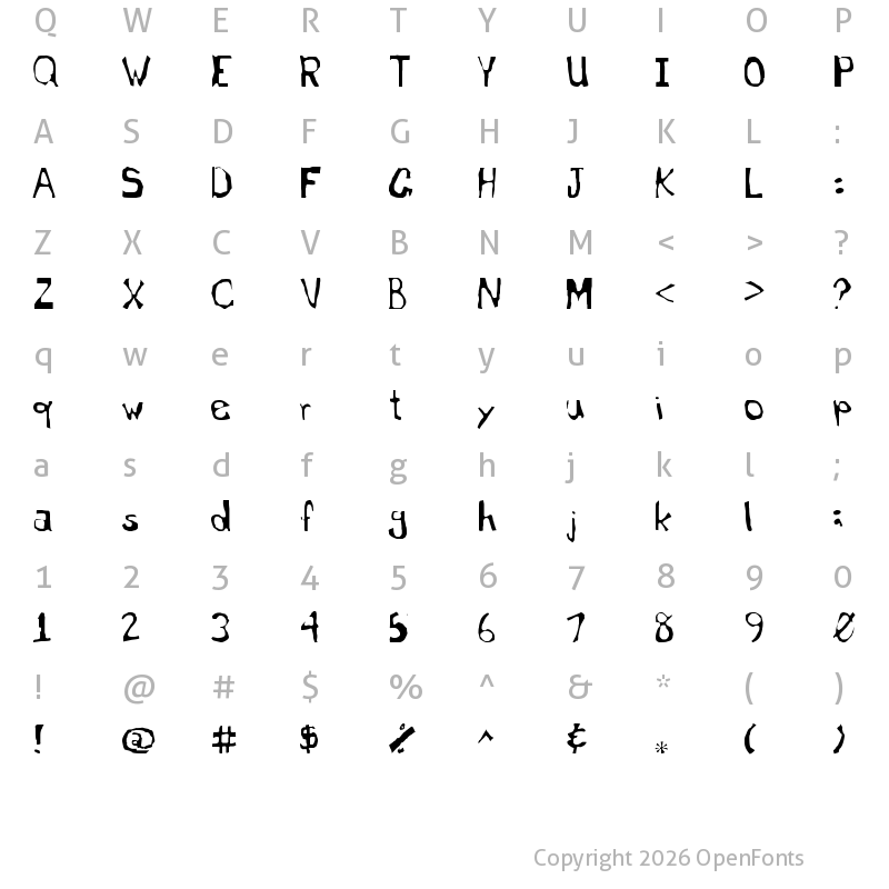 Character Map of Dyslexic English Teacher Regular