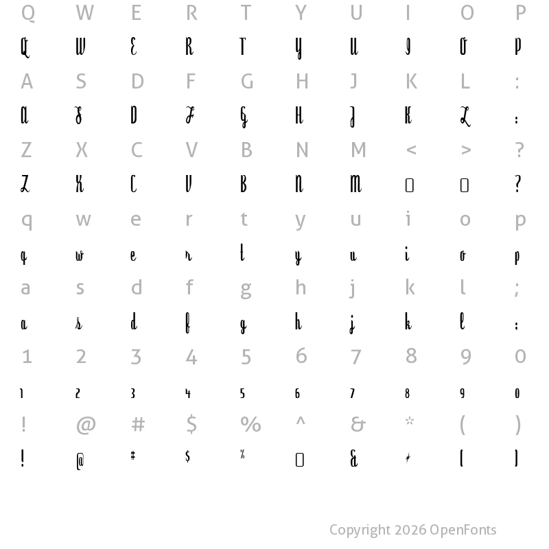 Character Map of Dyspepsia Regular