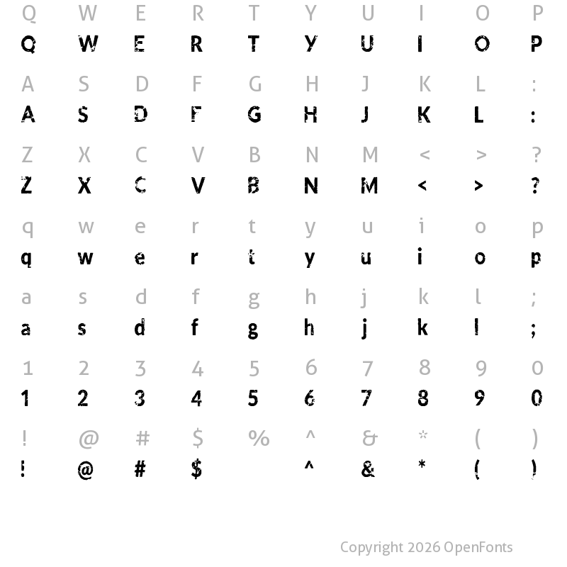 Character Map of Dystopia Alternate Bold