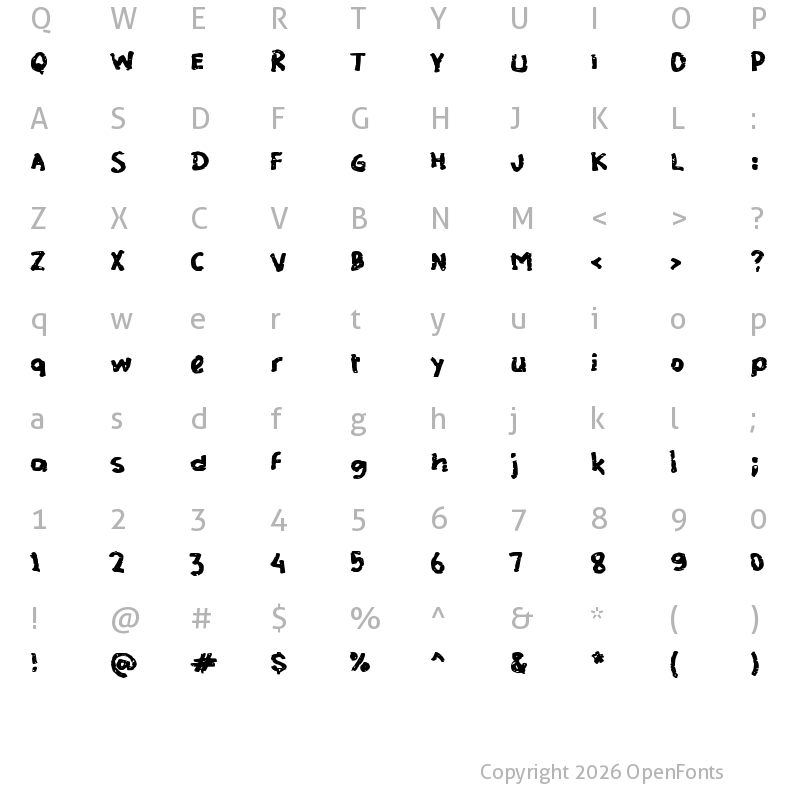 Character Map of e Eceng Regular