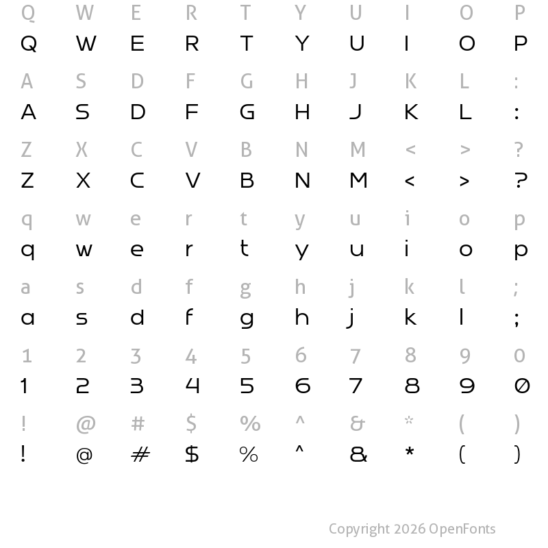 Character Map of e Eloxy Regular