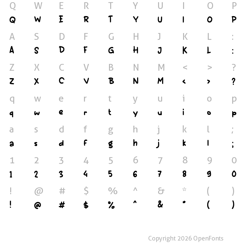 Character Map of e Entuk Kaos Regular