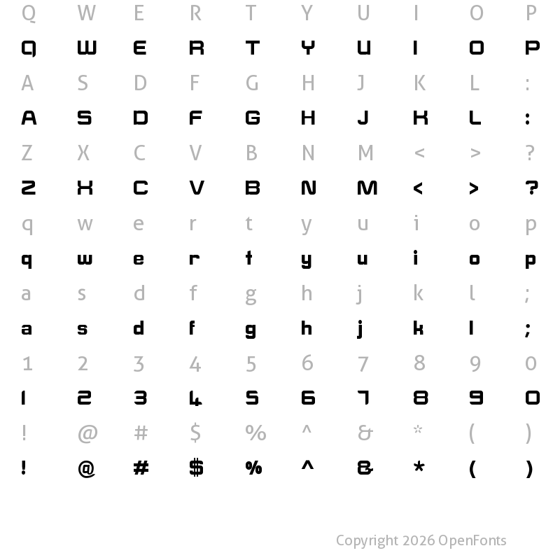 Character Map of E-SQUARE Regular
