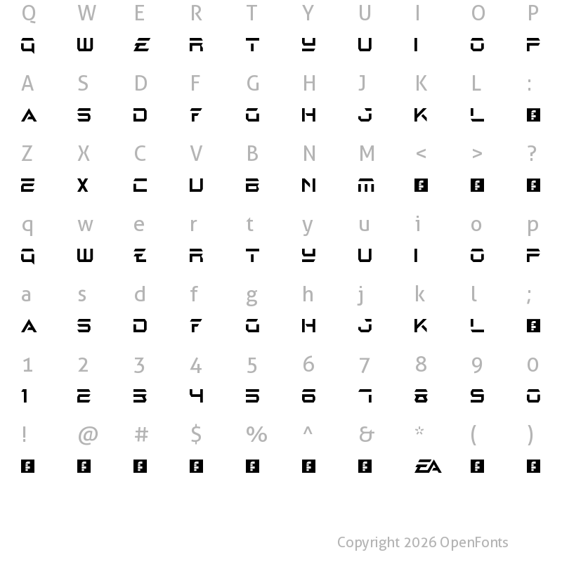 Character Map of EA Logo Regular