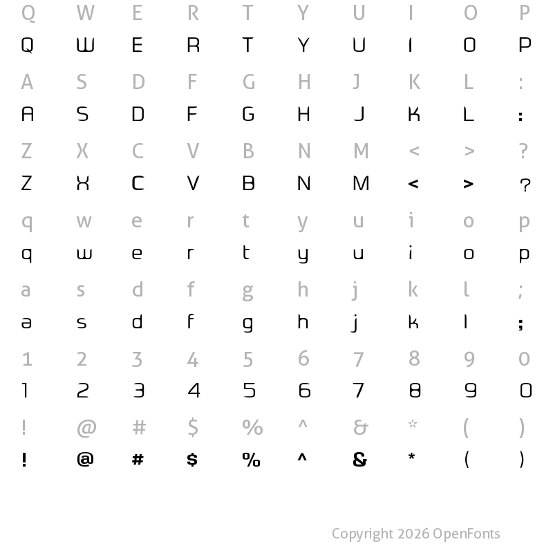Character Map of EaDesigner Regular