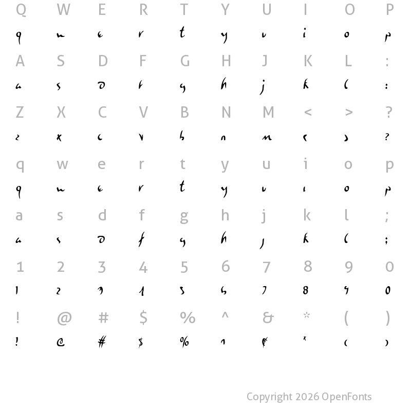 Character Map of Eagleclaw Condensed Condensed