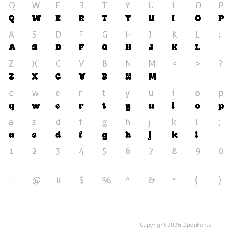 Character Map of Early Quake DEMO Regular