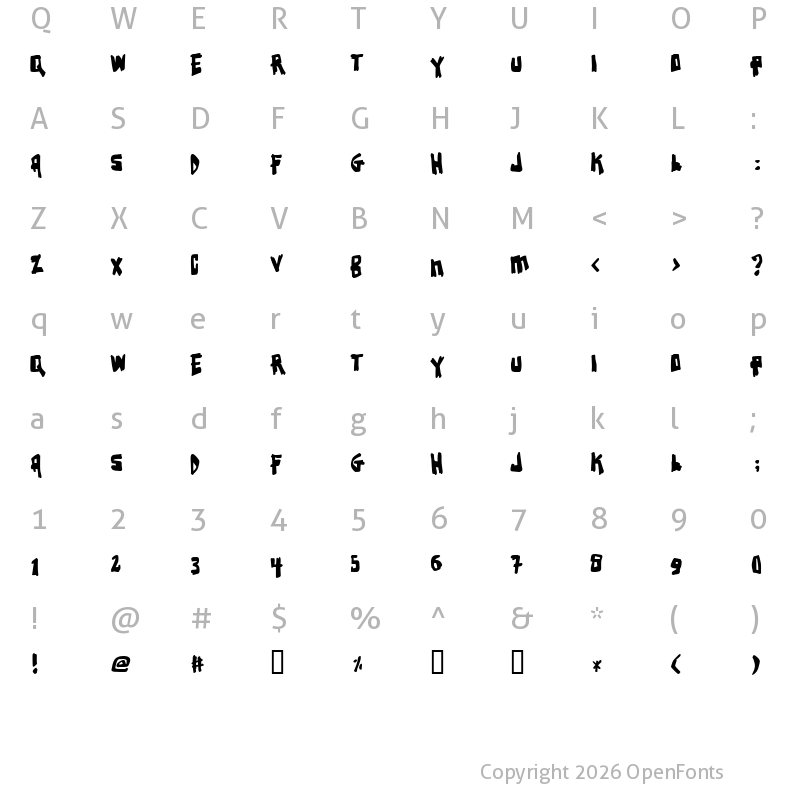 Character Map of Earthquake Regular