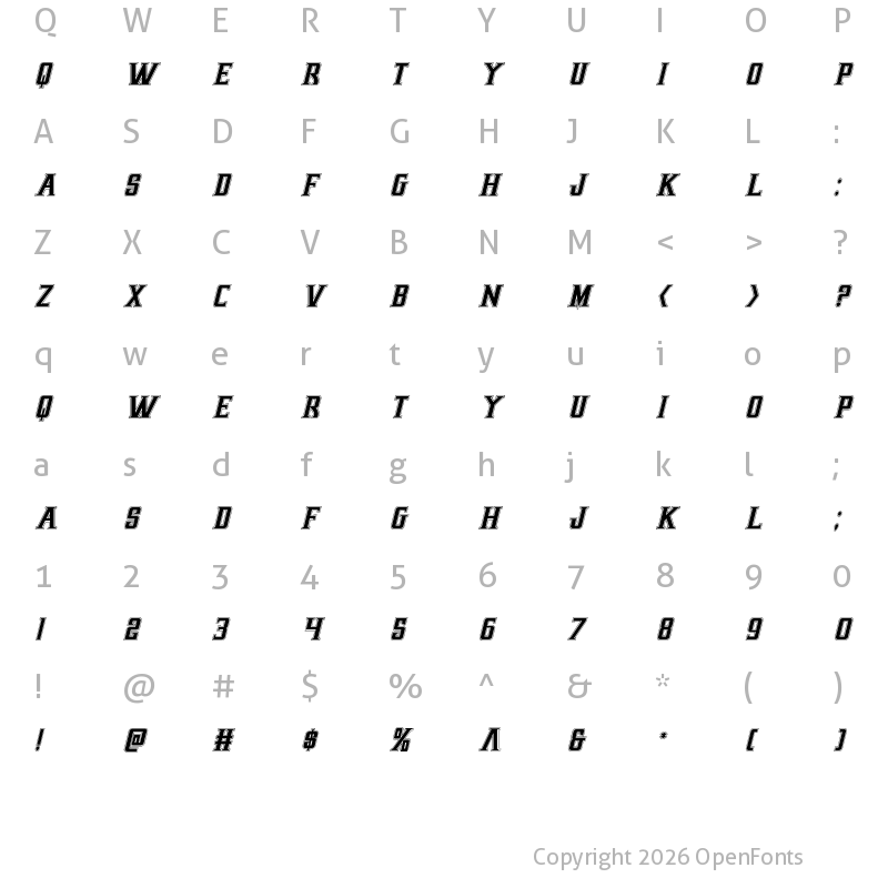 Character Map of Earthrealm Academy Italic Italic