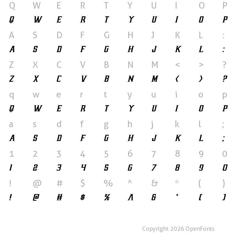 Character Map of Earthrealm Italic Italic