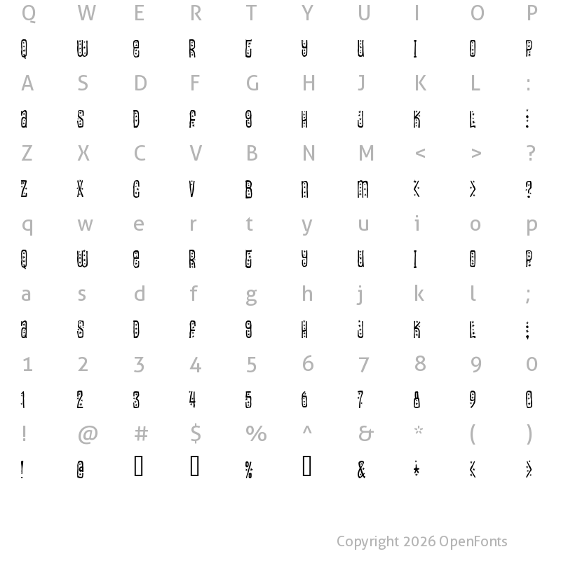 Character Map of Easily amused Regular