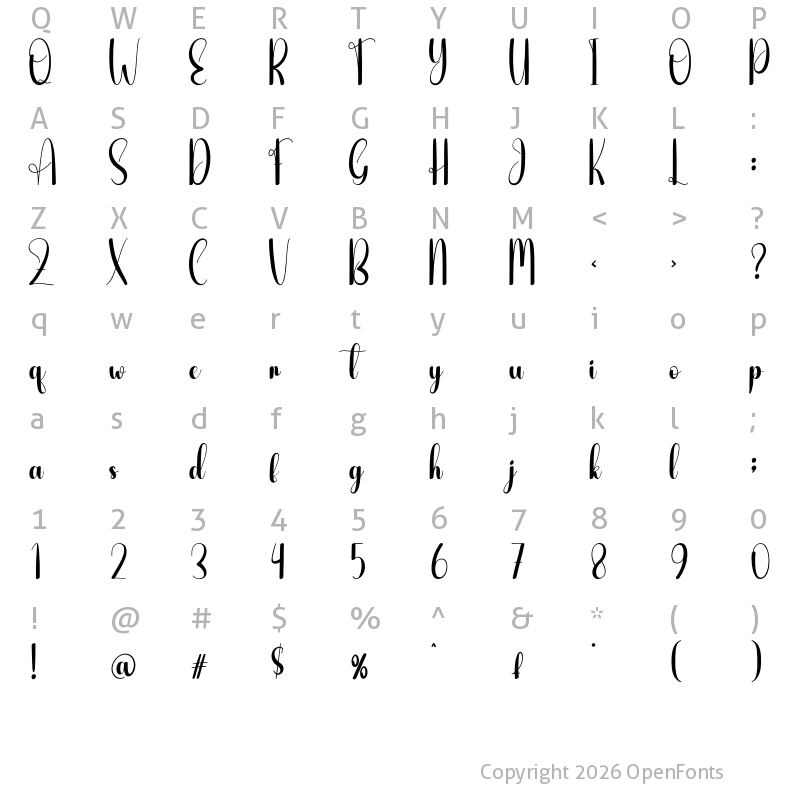 Character Map of Easter Blue Regular