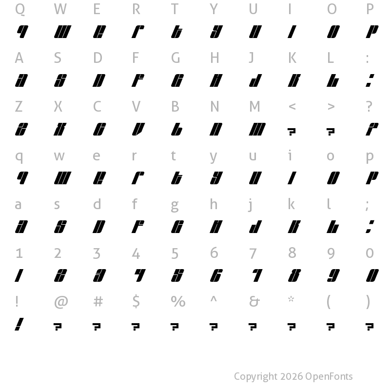 Character Map of EastLift Regular