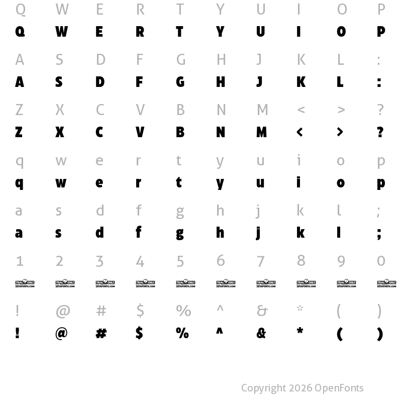 Character Map of Eastman Condensed Trial Black