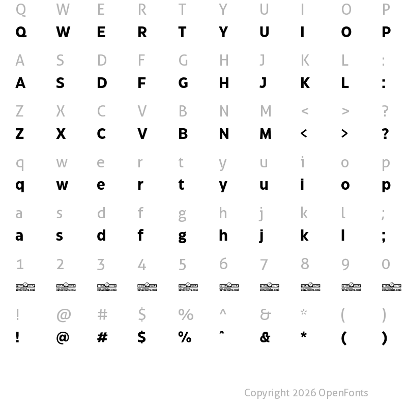 Character Map of Eastman Grotesque Trial Bold