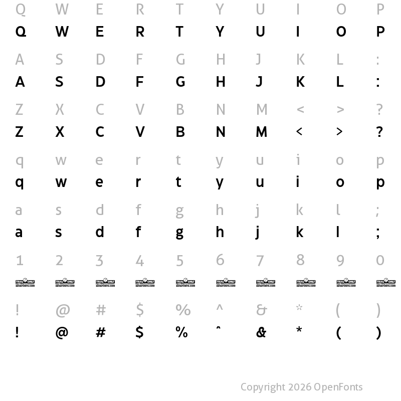 Character Map of Eastman Grotesque Trial DemiBold