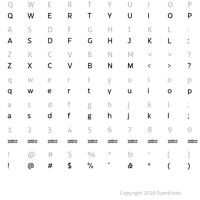 Character Map of Eastman Grotesque Trial Medium