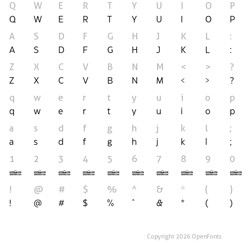 Character Map of Eastman Grotesque Trial Regular