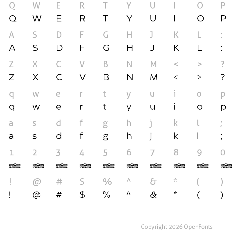 Character Map of Eastman Roman Trial Regular