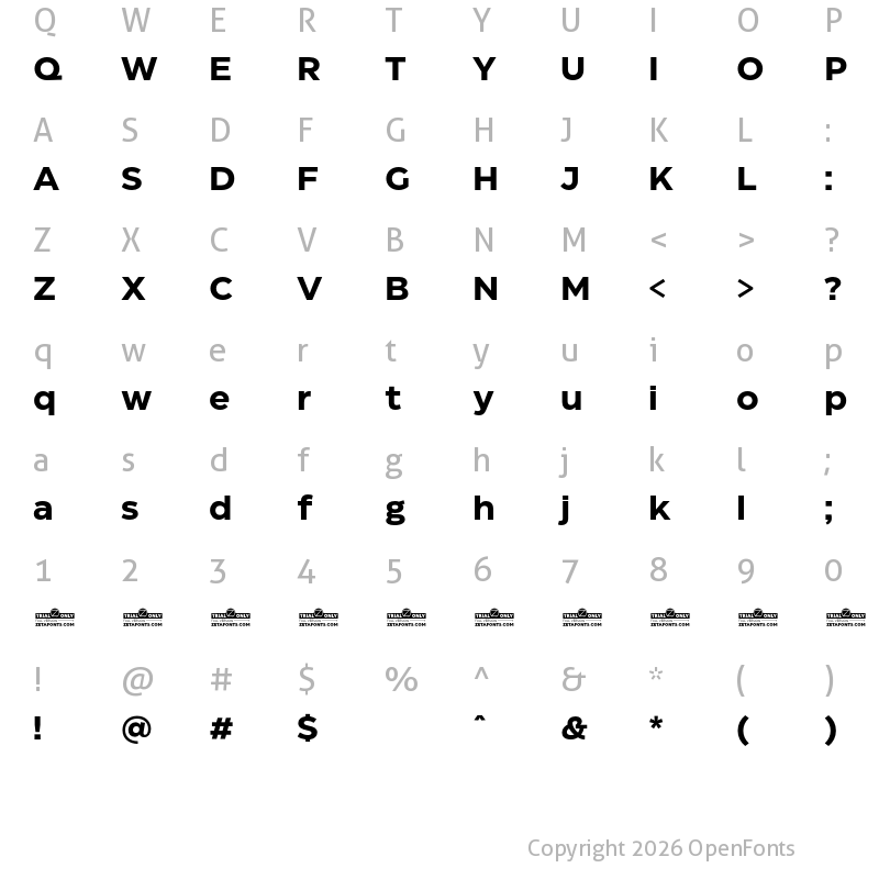 Character Map of Eastman Trial Bold