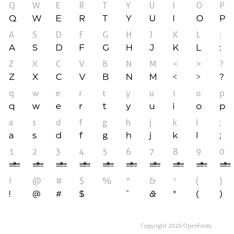 Character Map of Eastman Trial Regular