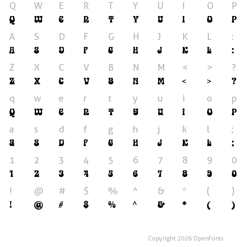 Character Map of Easy Bond Regular