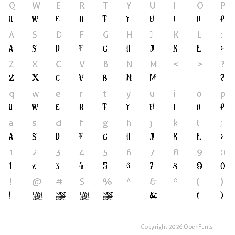 Character Map of Easy listening Regular