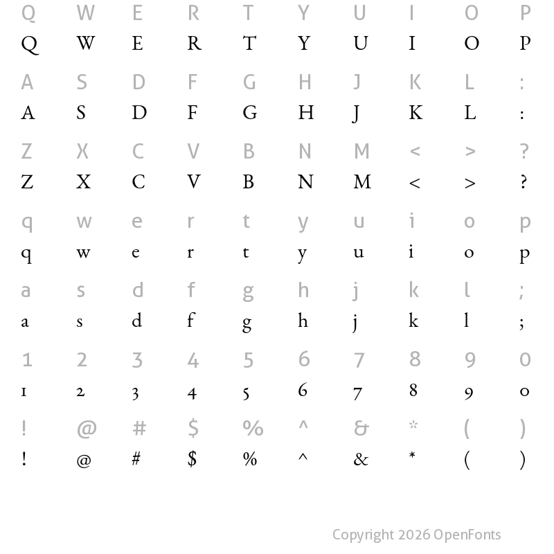 Character Map of EB Garamond 12 Regular