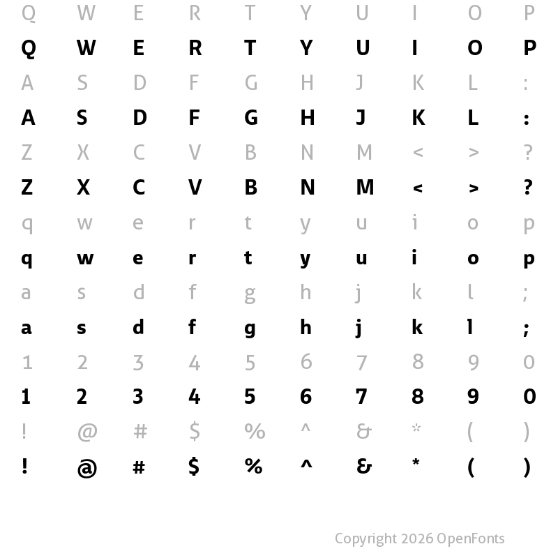 Character Map of Ebony Bold