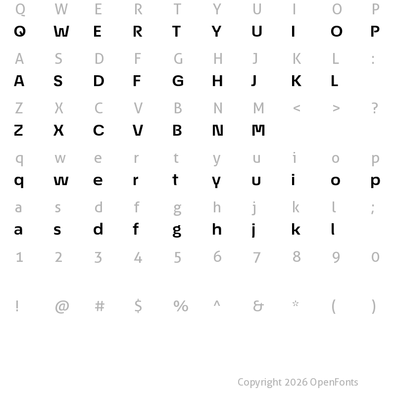 Character Map of EconoSans Reduced 73 Bold Expanded
