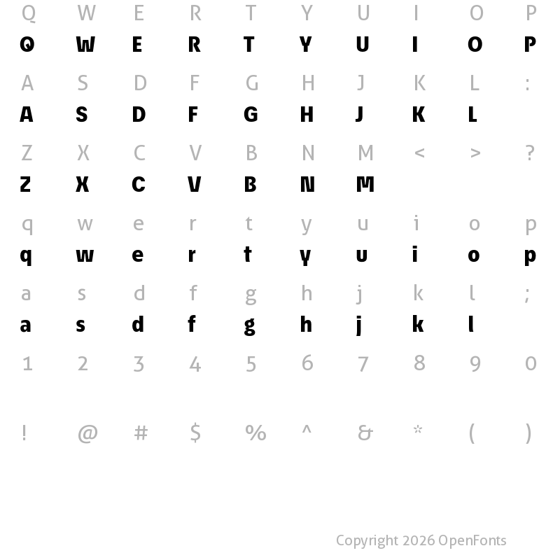 Character Map of EconoSans Reduced 85 Heavy