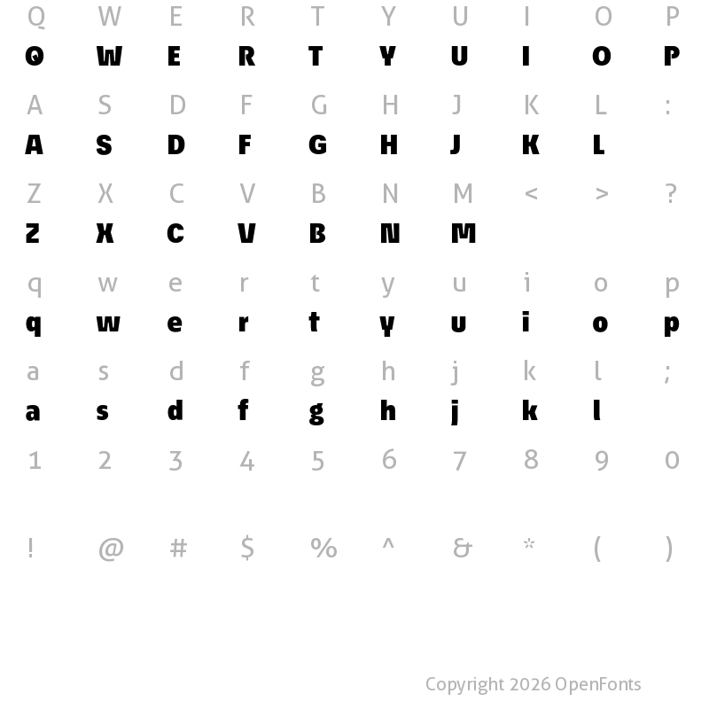 Character Map of EconoSans Reduced 95 Black