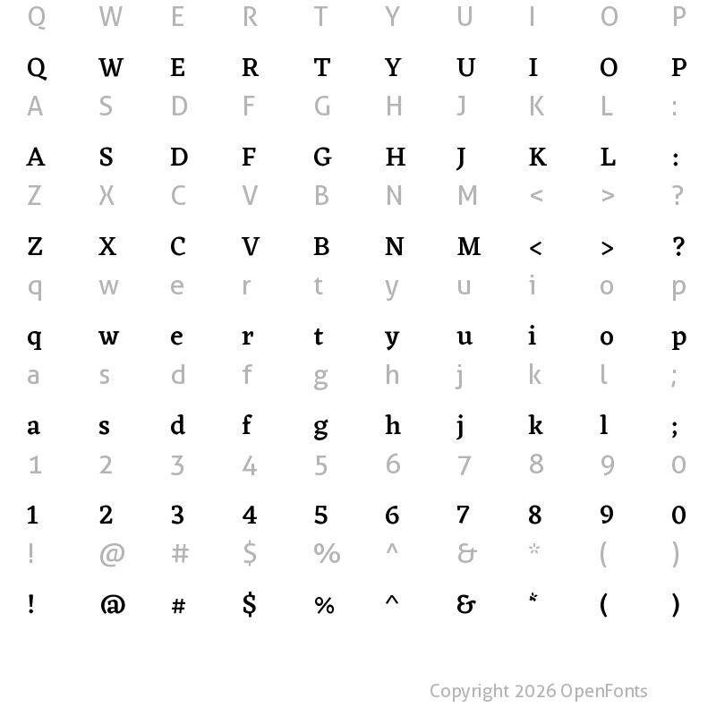 Character Map of Eczar Medium