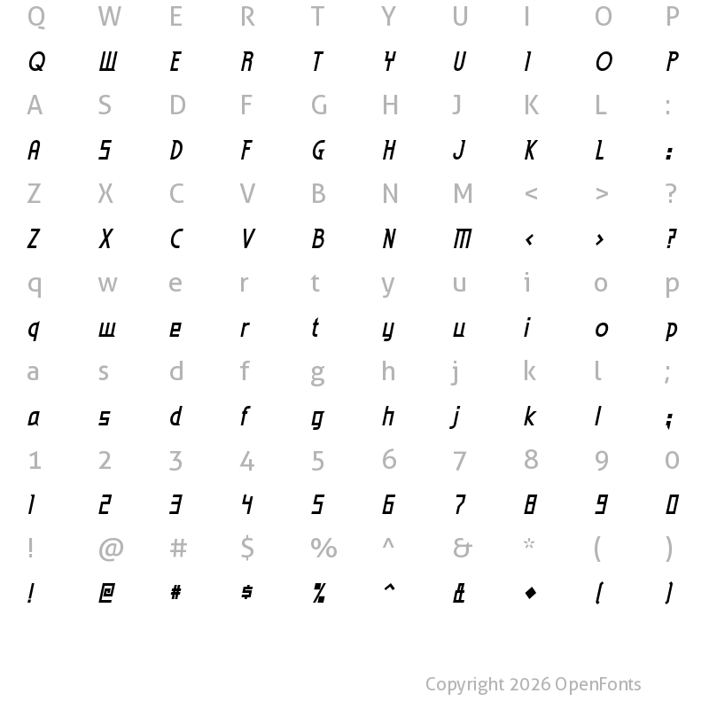 Character Map of Eden Mills Bold Italic