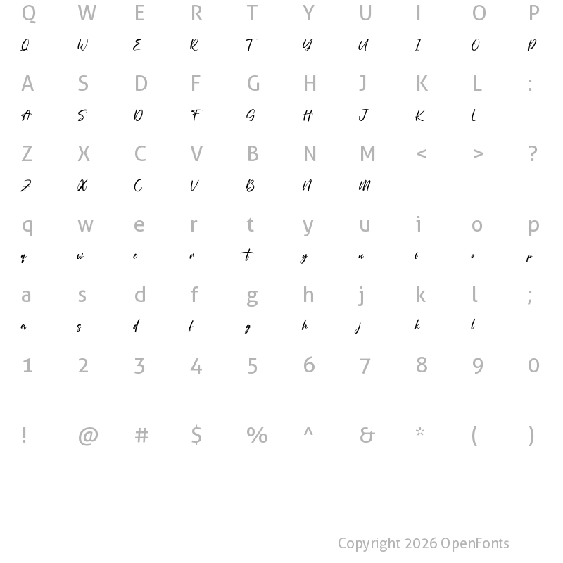 Character Map of Edward Peters Free Regular