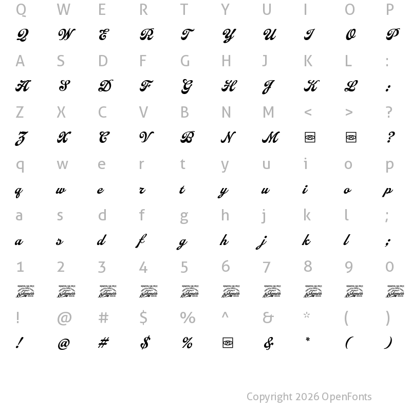 Character Map of EFCO Fairley Demo