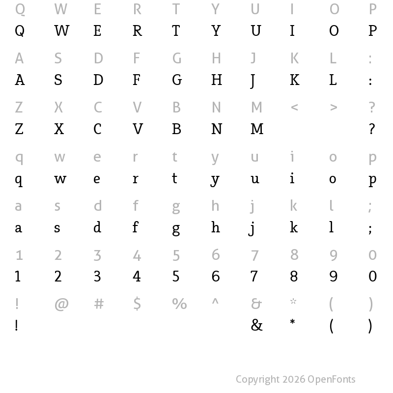 Character Map of Efja Regular