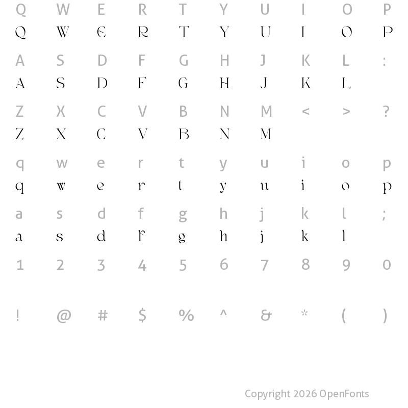 Character Map of Egmond Free Italic