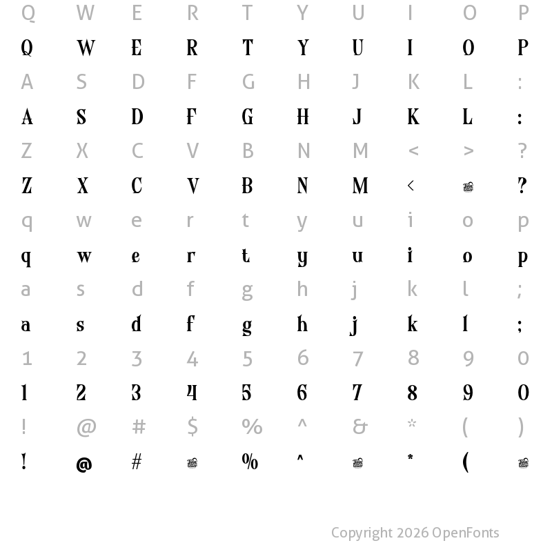 Character Map of EGOSHIC Regular