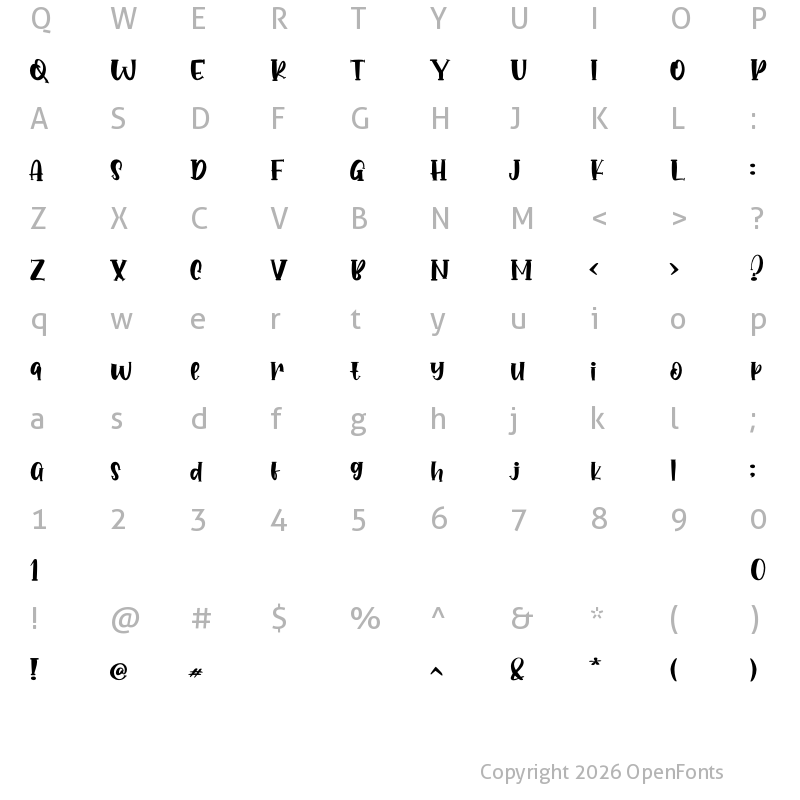 Character Map of Eiffel Shine Regular