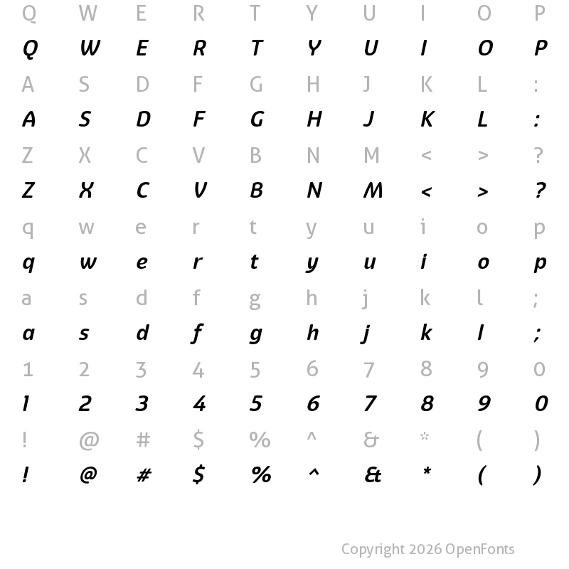 Character Map of Eigerdals Bold Italic