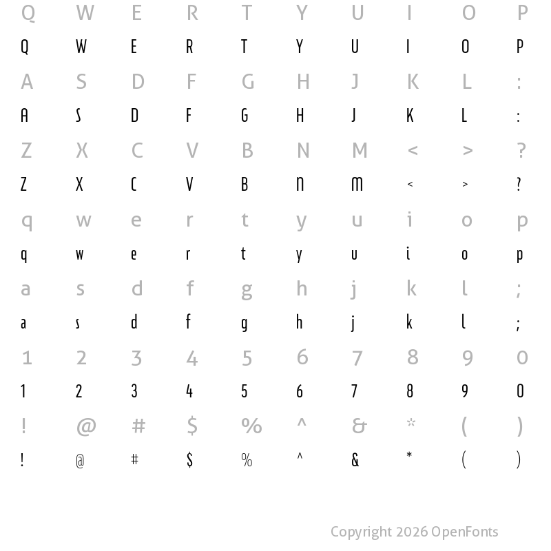 Character Map of Eixample Glaces Contrast 0