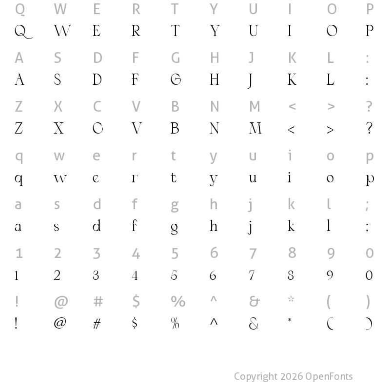 Character Map of El Fonte Angelia Light