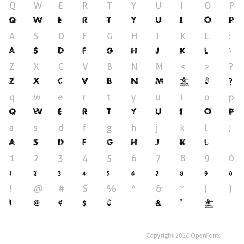 Character Map of El Monstruo del Raval Regular